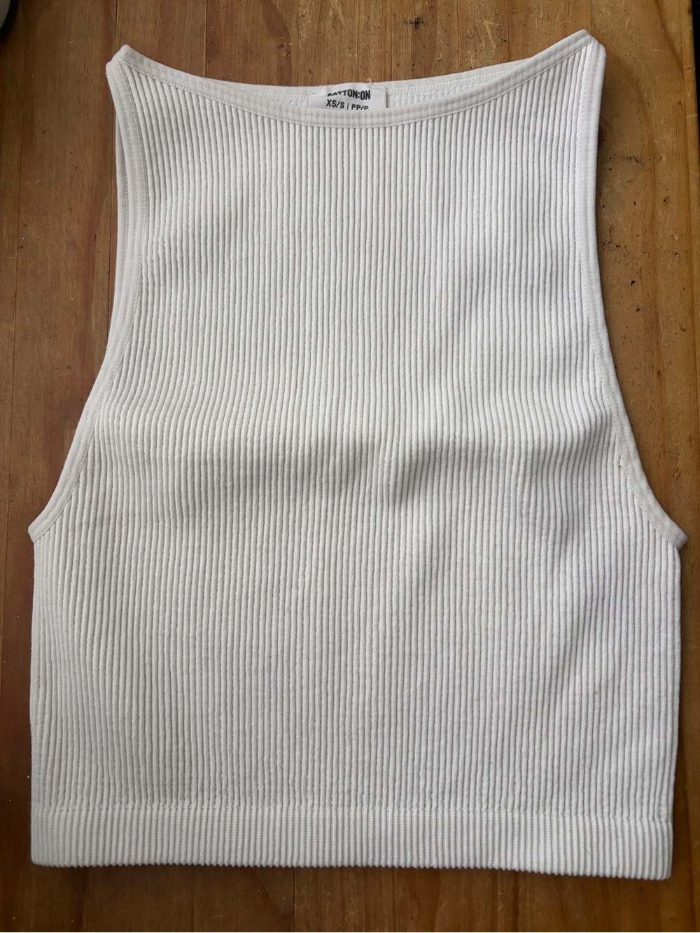 White ribbed, cropped tank